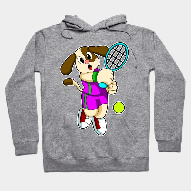 Dog at Tennis with Tennis racket & Tennis ball Hoodie by Markus Schnabel